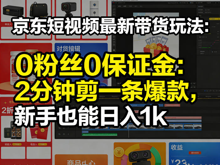 京东短视频最新带货玩法，0粉丝0保证金，2分钟剪一条爆款，新手也能日入1k+【揭秘】-云途资源库