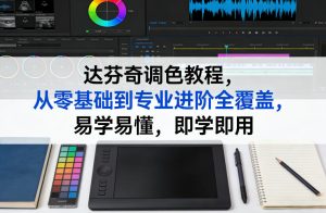 达芬奇调色教程,从零基础到专业进阶全覆盖,易学易懂,即学即用-云途资源库