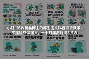 小红书6W粉丝博主的养生图文科普项目教学，不露脸只做图文，一个月居然能搞3-5W-云途资源库