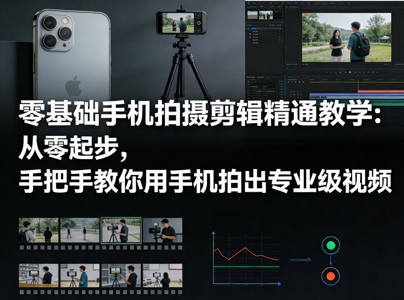 零基础手机拍摄剪辑精通教学：从零起步，手把手教你用手机拍出专业级视频-云途资源库