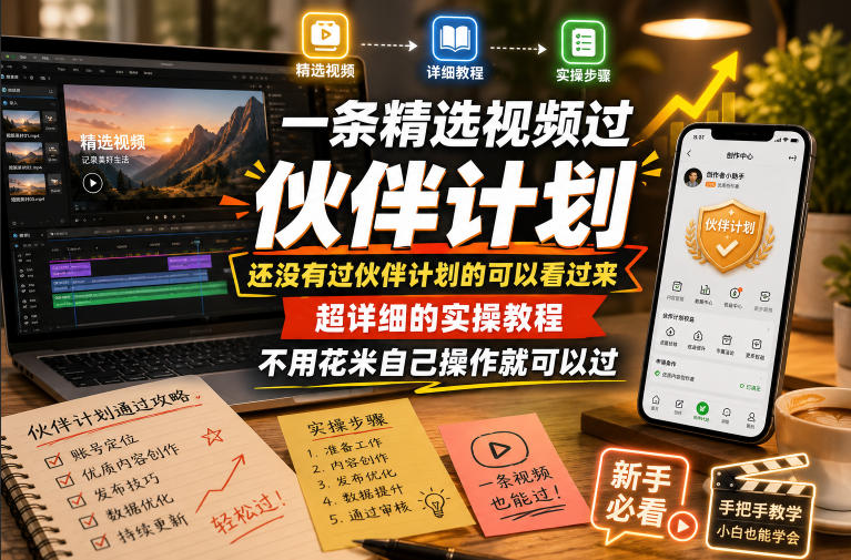 一条精选视频过伙伴计划，还没有过伙伴计划的可以看过来，超详细的实操教程，不用花米自己操作就可以过-云途资源库