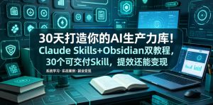 30天打造你的AI生产力库!Claude Skills+Obsidian 双教程,30 个可交付 Skill,提效还能变现-云途资源库