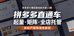 拼多多打爆班原创技术第60期，拼多多直通车，起量・矩阵・全店托管，高投产爆单增收教程-云途资源库