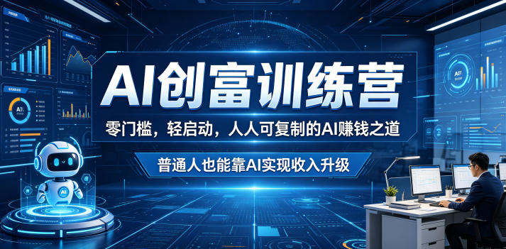 AI创富训练营，零门槛，轻启动，人人可复制的AI賺钱之道，普通人也能靠AI实现收入升级-云途资源库