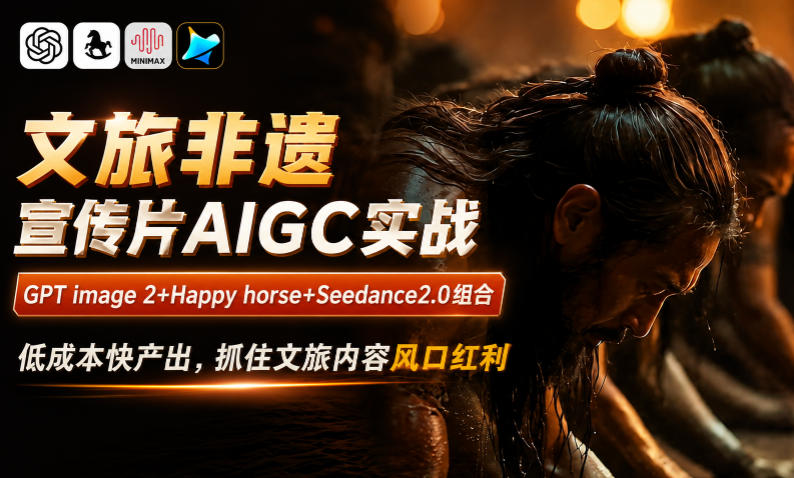 文旅非遗宣传片AIGC实战，GPT image 2+Happy horse+Seedance2.0组合，低成本快产出，抓住文旅内容风口红利-云途资源库