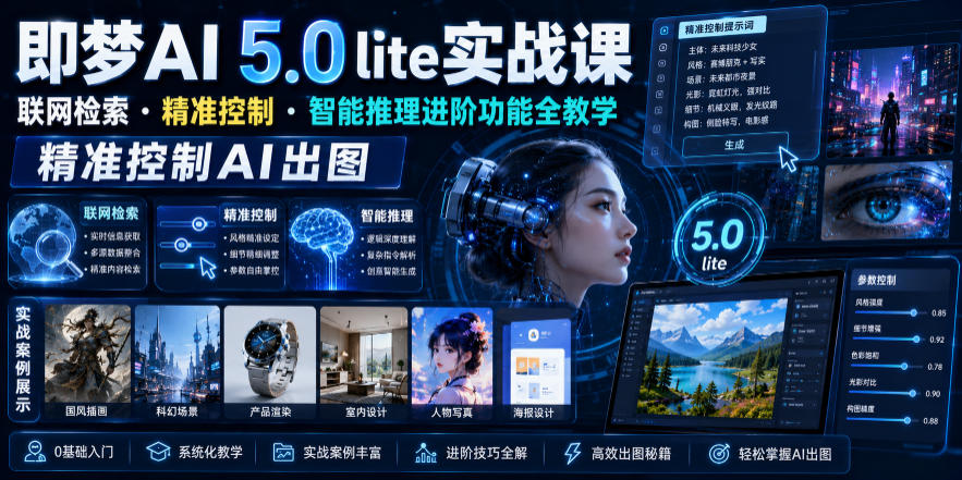 即梦AI 5.0 lite实战课，联网检索・精准控制・智能推理进阶功能全教学，精准控制AI出图-云途资源库