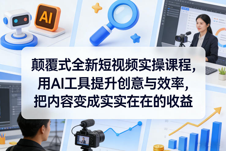 颠覆式全新短视频实操课程，用AI工具提升创意与效率，把内容变成实实在在的收益-云途资源库