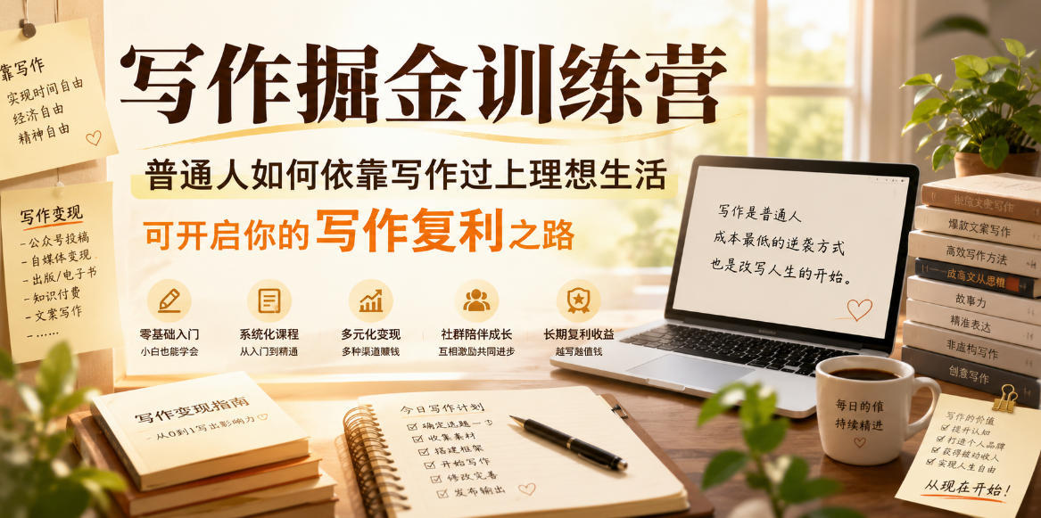写作掘金训练营，普通人如何依靠写作过上理想生活，可开启你的写作复利之路（更新6月）-云途资源库