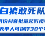 白狼敢死队最新抖音短视频批量起影视号（一天单人可操作30个号）视频课程-云途资源库