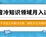 抖音冷知识领域月入过万项目，不适宜公开解决方案 ，抖音赚钱方式大解析！-云途资源库
