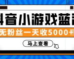 赚钱计划：抖音小游戏蓝海项目，无粉丝一天收入5000+-云途资源库
