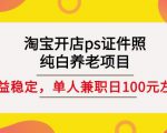 淘宝开店ps证件照，纯白养老项目，单人兼职稳定日100元(教程+软件+素材)-云途资源库