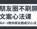 朋友圈不刷屏文案心法课 人人都要懂的商业逻辑 从0~1教你朋友圈成交心法-云途资源库