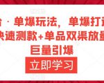 万相台·单爆玩法，单爆打造流程+单品快速测款+单品双渠放量+単品巨量引爆-云途资源库