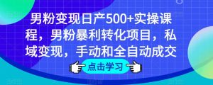 男粉变现日产500+实操课程，男粉暴利转化项目，私域变现，手动和全自动成交-云途资源库