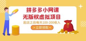 黄岛主·拼多多小网课无版权虚拟项目分享课：起店之后每天100-200收入-云途资源库