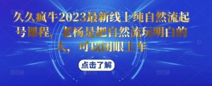 久久疯牛2023最新线上纯自然流起号课程，老杨是把自然流玩明白的人，可以闭眼上车-云途资源库