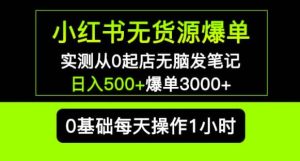 小红书无货源爆单实测从0起店无脑发笔记爆单3000+长期项目可多店-云途资源库