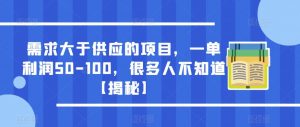 需求大于供应的项目，一单利润50-100，很多人不知道【揭秘】-云途资源库