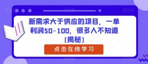 新需求大于供应的项目，一单利润50-100，很多人不知道【揭秘】-云途资源库