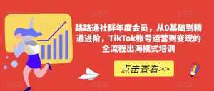 路路通社群年度会员，从0基础到精通进阶，TikTok账号运营到变现的全流程出海模式培训-云途资源库