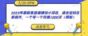 2023年最新看直播赚钱小项目，适合宝妈在家操作，一个号一个月赚1000多（揭秘）-云途资源库