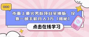 市面上最火男粉项目实操版，仅靠一部手机月入3万【揭秘】-云途资源库