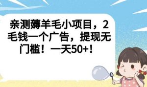 亲测薅羊毛小项目，2毛钱一个广告，提现无门槛！一天50+【揭秘】-云途资源库