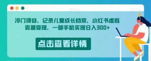 冷门项目，记录儿童成长档案，小红书虚拟资源变现，一部手机实现日入300+【揭秘】-云途资源库