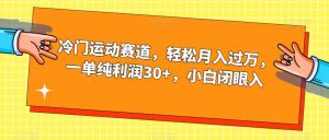 冷门运动赛道，轻松月入过万，一单纯利润30+，小白闭眼入【揭秘】-云途资源库