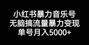 小红书暴力音乐号，无脑搞流量暴力变现，单号月入5000+-云途资源库