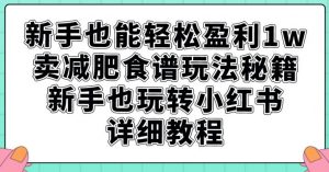 新手也能轻松盈利1w，卖减肥食谱玩法秘籍，新手也玩转小红书详细教程【揭秘】-云途资源库