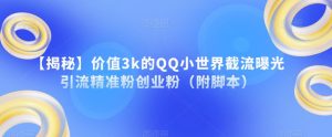 【揭秘】价值3k的QQ小世界截流曝光引流精准粉创业粉（附脚本）-云途资源库