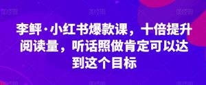 李鲆·小红书爆款课，十倍提升阅读量，听话照做肯定可以达到这个目标-云途资源库