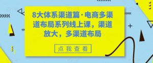 8大体系渠道篇·电商多渠道布局系列线上课，渠道放大，多渠道布局-云途资源库