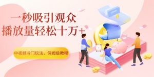 中视频冷门玩法，一秒吸引观众，播放量轻松十万+，保姆级教程【揭秘】-云途资源库