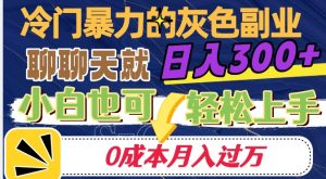 冷门暴利的副业项目，聊聊天就能日入300+，0成本月入过万【揭秘】-云途资源库