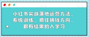 小红书实战落地运营方法，系统训练，抓住搞钱方向，跟有结果的人学习-云途资源库