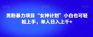 男粉暴力项目“女神计划”小白也可轻松上手，单人日入上千+【揭秘】-云途资源库