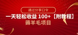 薅羊毛项目，靠分享口令，一天轻松收益100+【附教程】【揭秘】-云途资源库