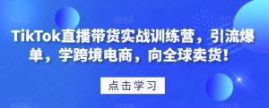 TikTok直播带货实战训练营，引流爆单，学跨境电商，向全球卖货！-云途资源库