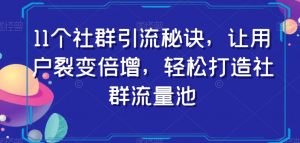 11个社群引流秘诀，让用户裂变倍增，轻松打造社群流量池-云途资源库