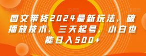 图文带货2024最新玩法，破播放技术，三天起号，小白也能日入500+【揭秘】-云途资源库