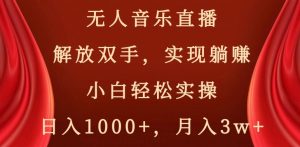 无人音乐直播，解放双手，实现躺赚，小白轻松实操，日入1000+，月入3w+【揭秘】-云途资源库