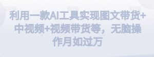 利用一款AI工具实现图文带货+中视频+视频带货等，无脑操作月如过万【揭秘】-云途资源库