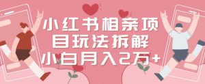 小红书相亲项目玩法拆解，有人通过这个副业项目做到了月收入2万多【揭秘】-云途资源库