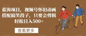 蓝海项目，视频号怀旧动画搭配搞笑段子，只要会剪辑轻松日入500+【揭秘】-云途资源库