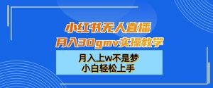 小红书无人直播月入30gmv实操教学，月入上w不是梦，小白轻松上手【揭秘】-云途资源库