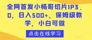 全网首发小杨哥切片IP3.0，日入500+，保姆级教学，小白可做【揭秘】-云途资源库