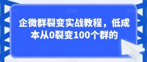 企微群裂变实战教程，低成本从0裂变100个群的-云途资源库